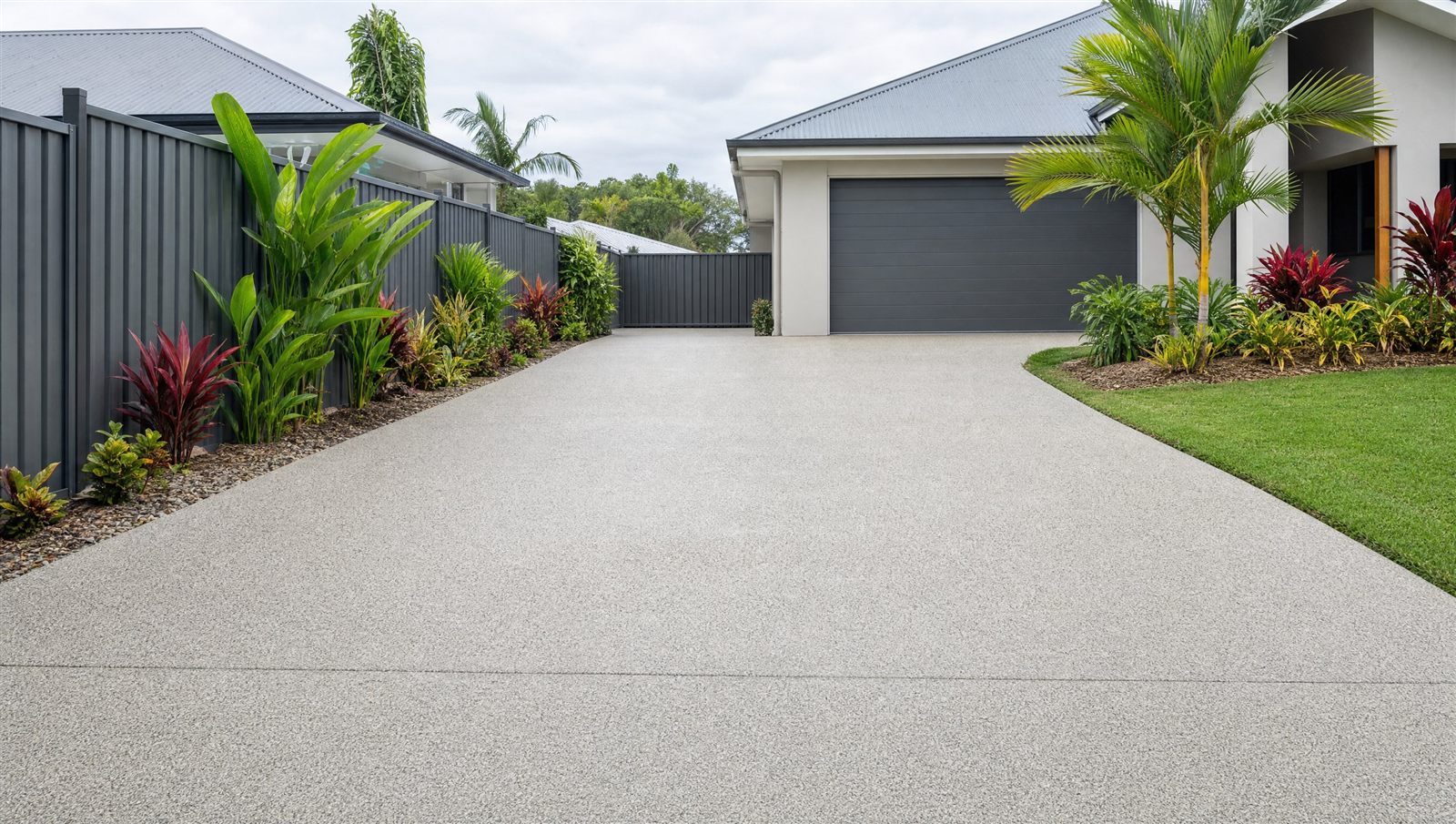 Driveway after pressure cleaning — clean, even concrete
